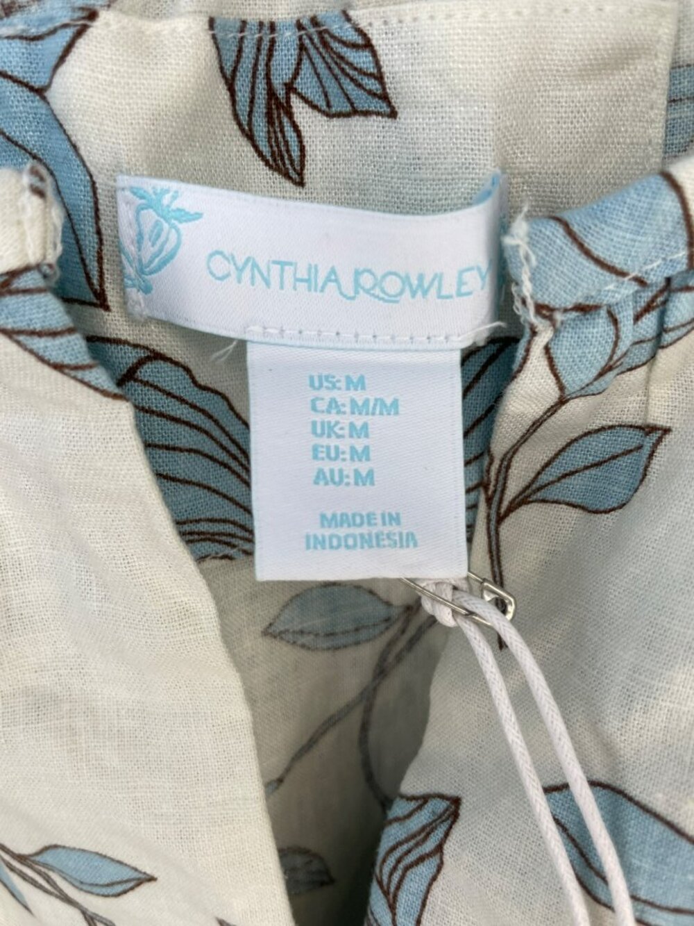 Cynthia Rowley Cream Midi Dress with Blue Floral Print - Picture 5 of 7